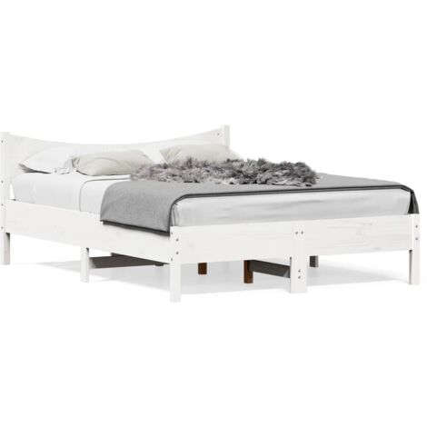 Cadre de lit blanc 120x200 bois de pin massif