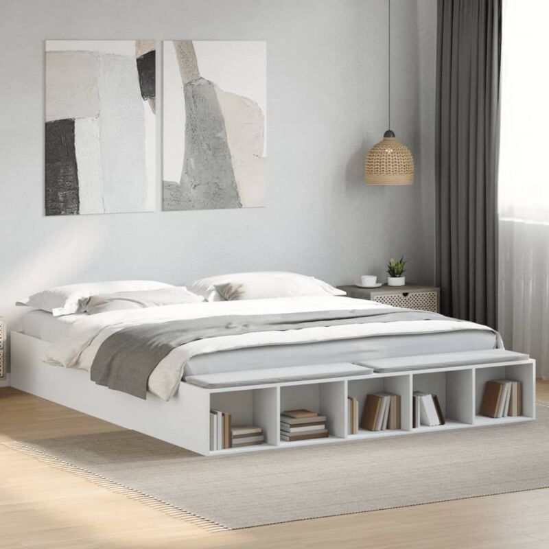 Cadre de lit sans matelas blanc 200x200 cm Vidaxl