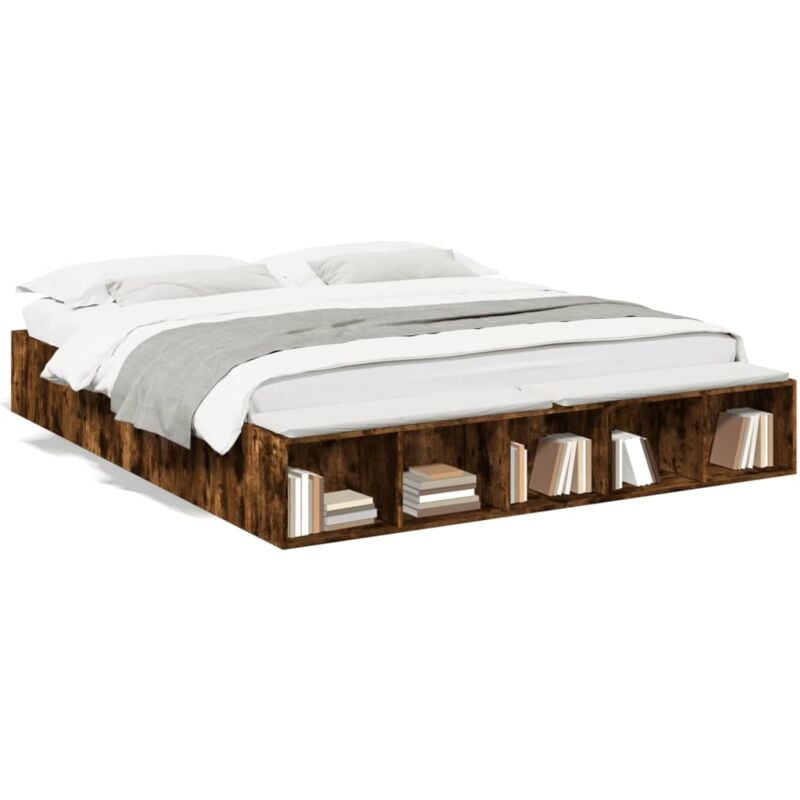 Vidaxl - Cadre de lit chêne fumé 200x200 cm bois d'ingénierie