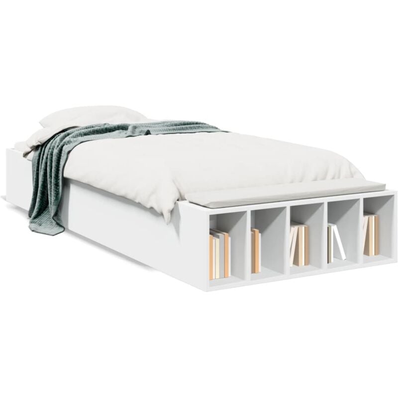 Cadre de lit blanc 90x190 cm bois d'ingénierie