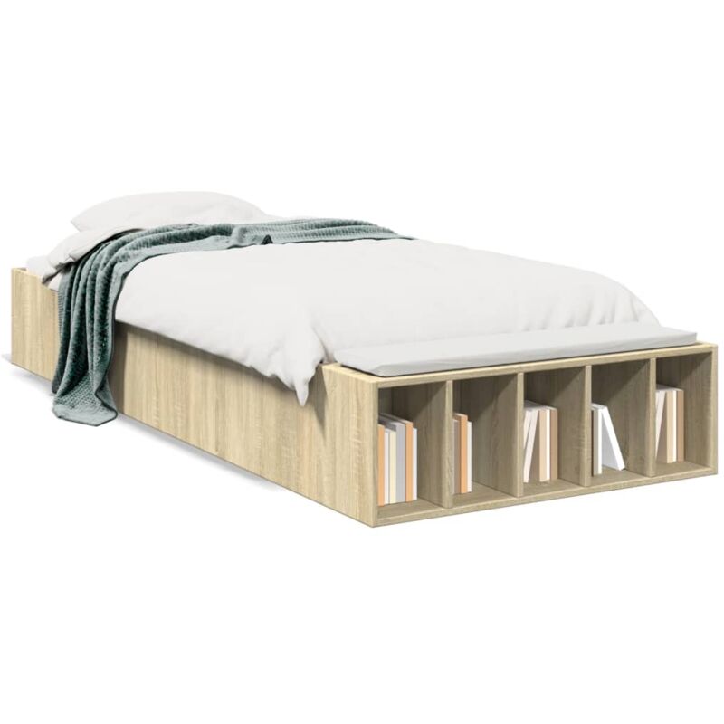 Cadre de lit chêne sonoma 90x190 cm bois d'ingénierie