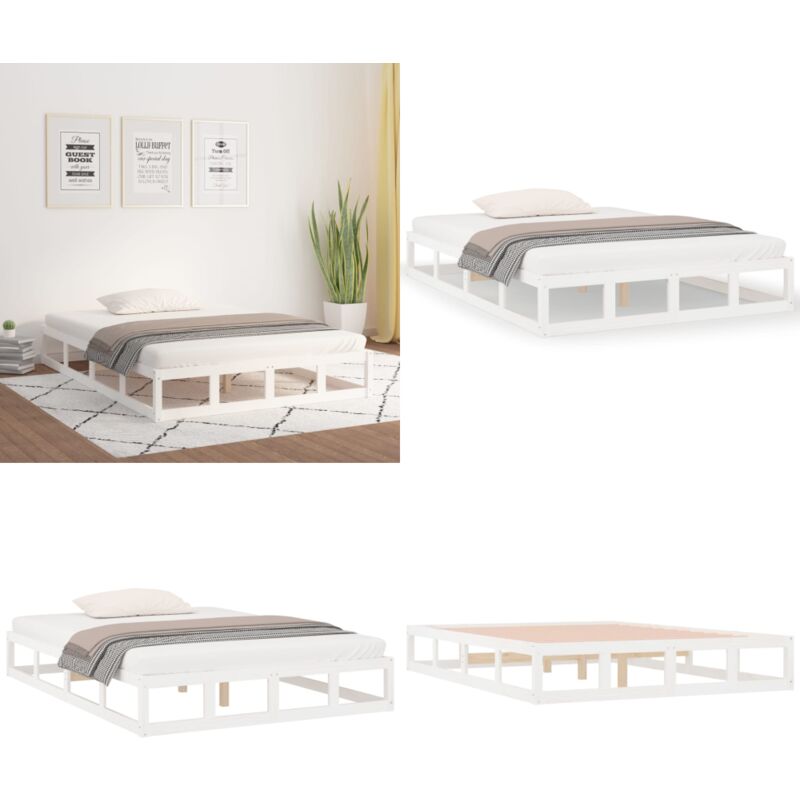 Vidaxl - Cadre de lit sans matelas blanc 120x200 cm bois massif - Cadre De Lit - Lit Double - Bois Massif - Lit Blanc - Chambre à Coucher - Home &