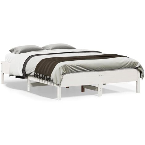 Cadre de lit Blanc 135x190 Bois de pin massif