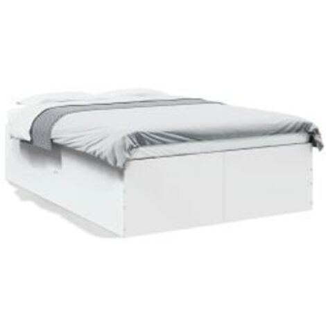 Cadre de lit blanc 135x190 bois d'ingénierie