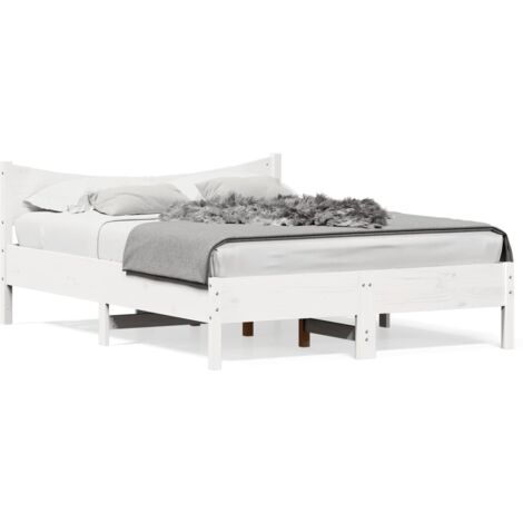Cadre de lit blanc 140x190 bois de pin massif