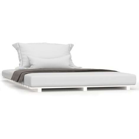 Cadre de lit blanc 140x190 bois de pin massif