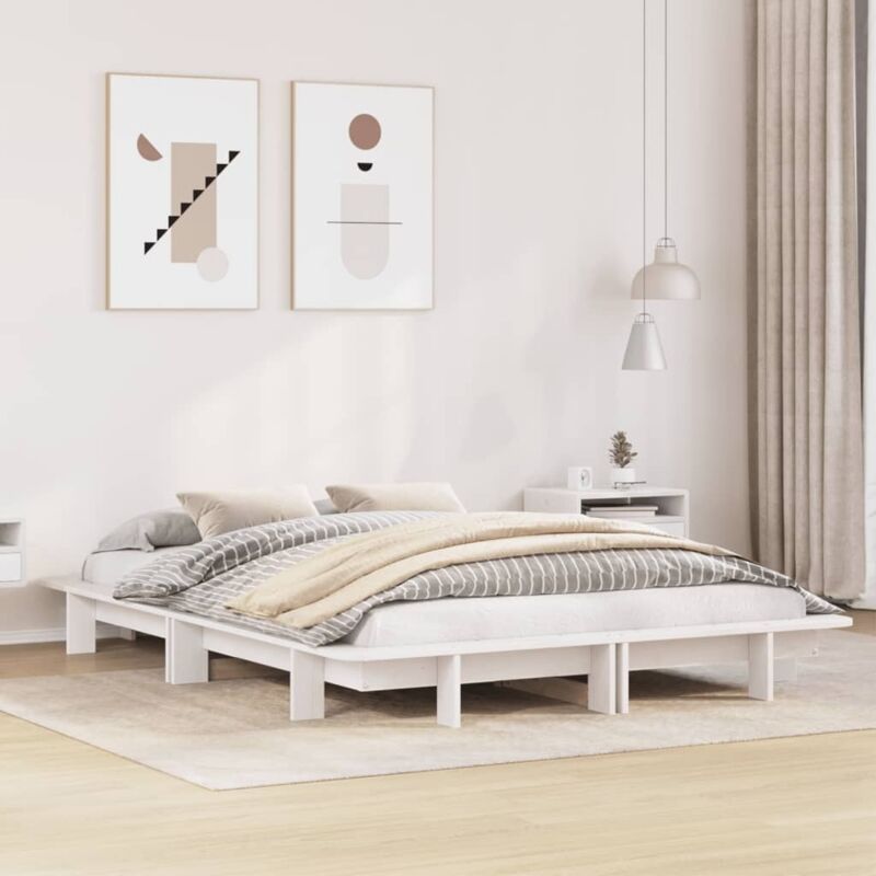 Vidaxl - Cadre de lit sans matelas blanc 140x190 cm bois de pin massif