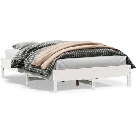 Cadre de lit blanc 160x200 bois de pin massif