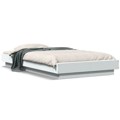 Cadre de lit blanc 75x190 bois d'ingénierie