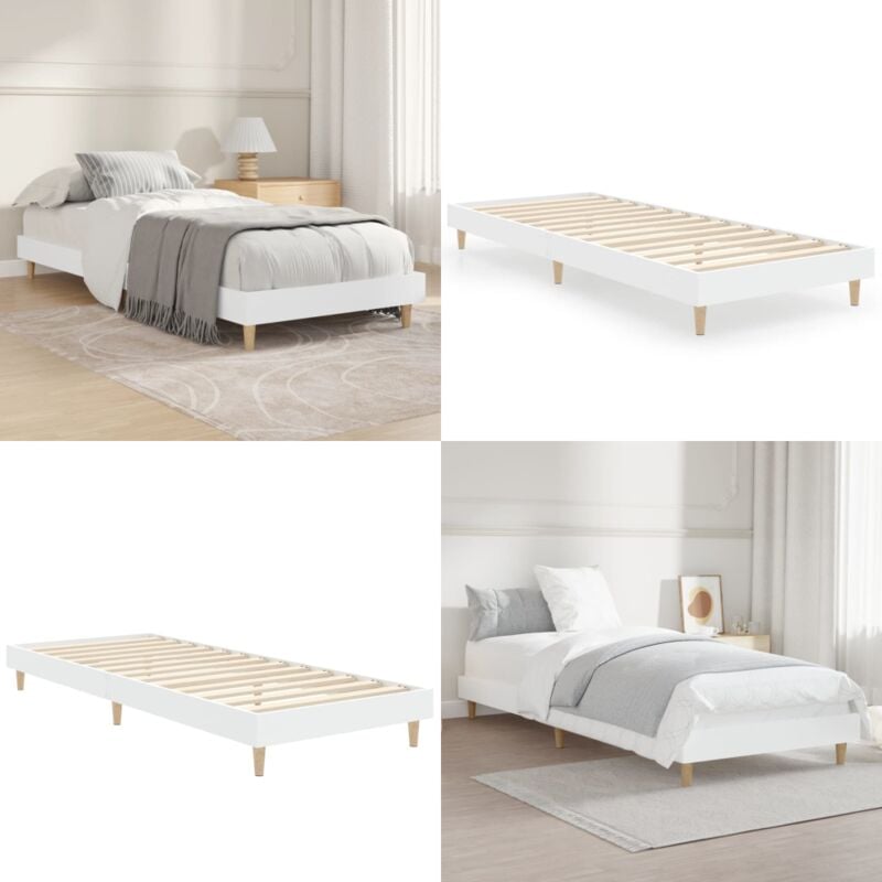 Cadre de lit sans matelas blanc 75x190 cm bois d'ingénierie - Cadre De Lit - Lit Double - Lit Blanc - Meuble Chambre - Literie - Home & Living