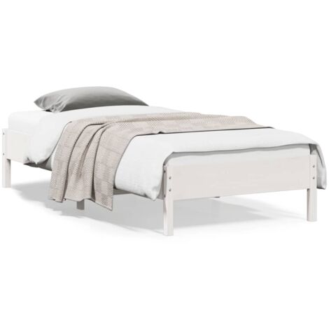 Cadre de lit blanc 90x200 bois de pin massif