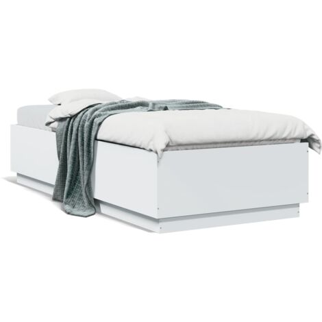 Cadre de lit blanc 90x200 bois d'ingénierie