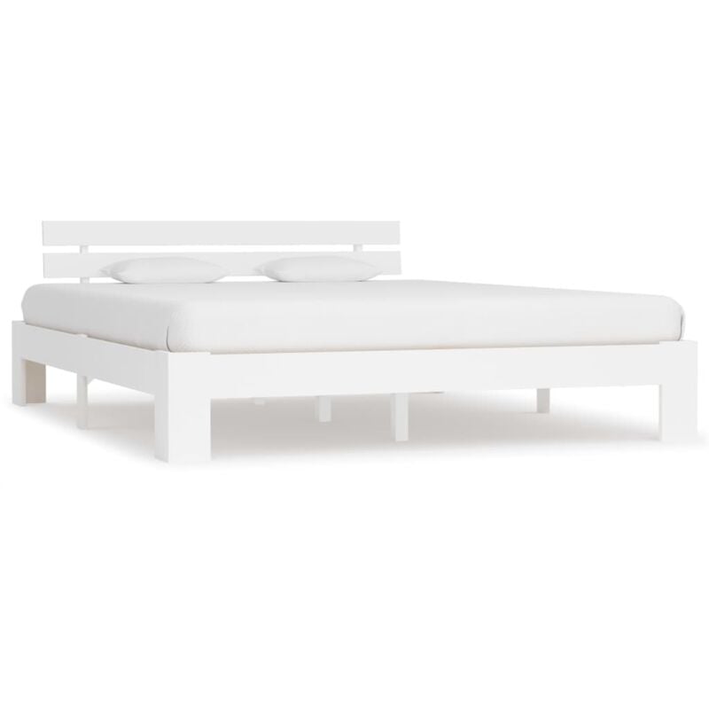 Cadre de lit Blanc Bois de pin massif 180 x 200 cm