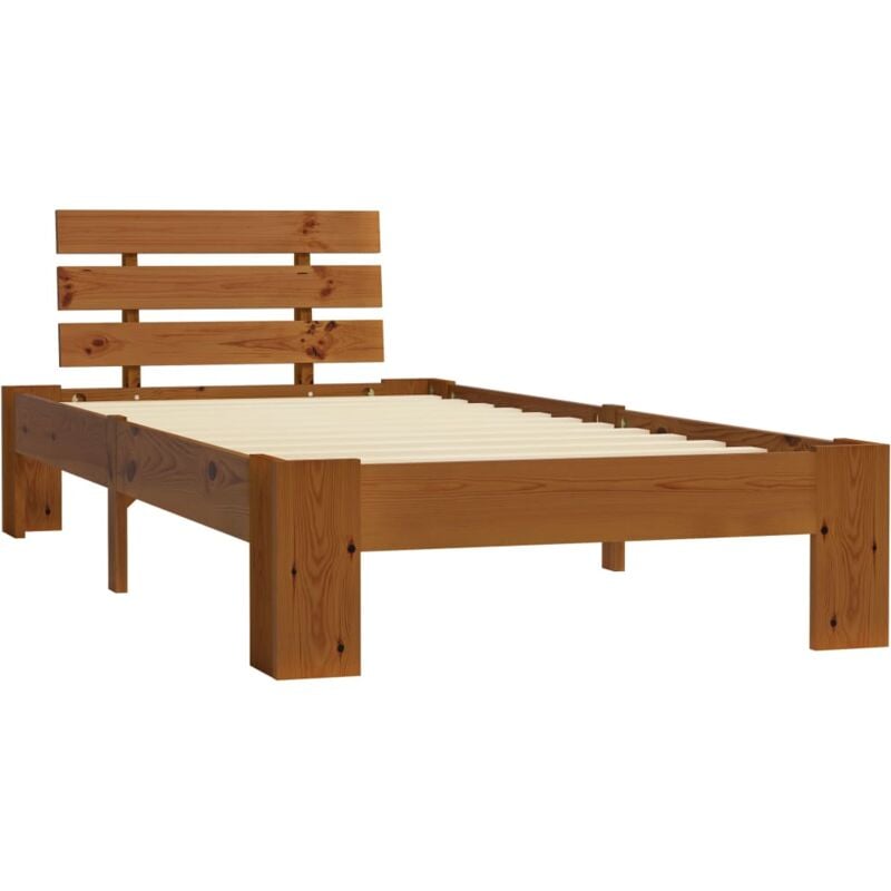 Cadre de lit sans matelas marron miel 100x200cm bois pin massif Vidaxl