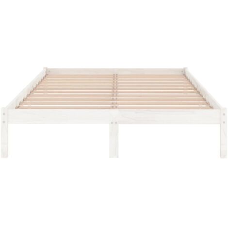 Cadre de lit Blanc Bois de pin massif 135x190 Natura