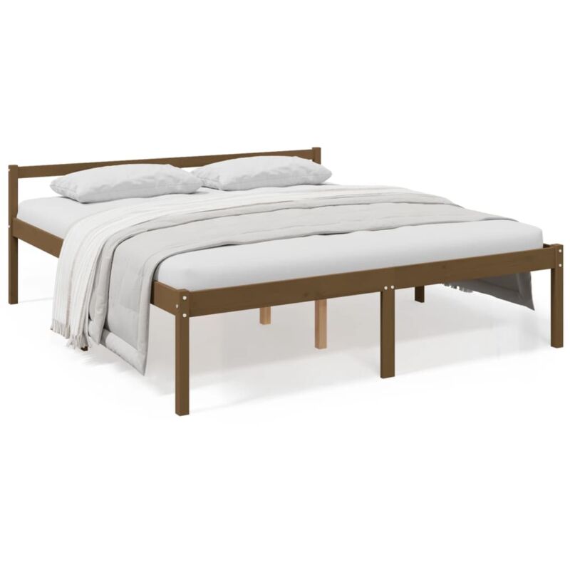 Vidaxl - Lit pour personne âgée marron miel 200x200cm bois de pin massif
