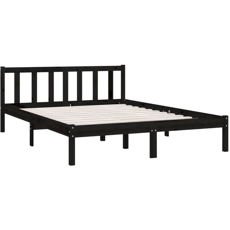 Vidaxl - Cadre de lit Bois de pin massif Noir 140x200 cm