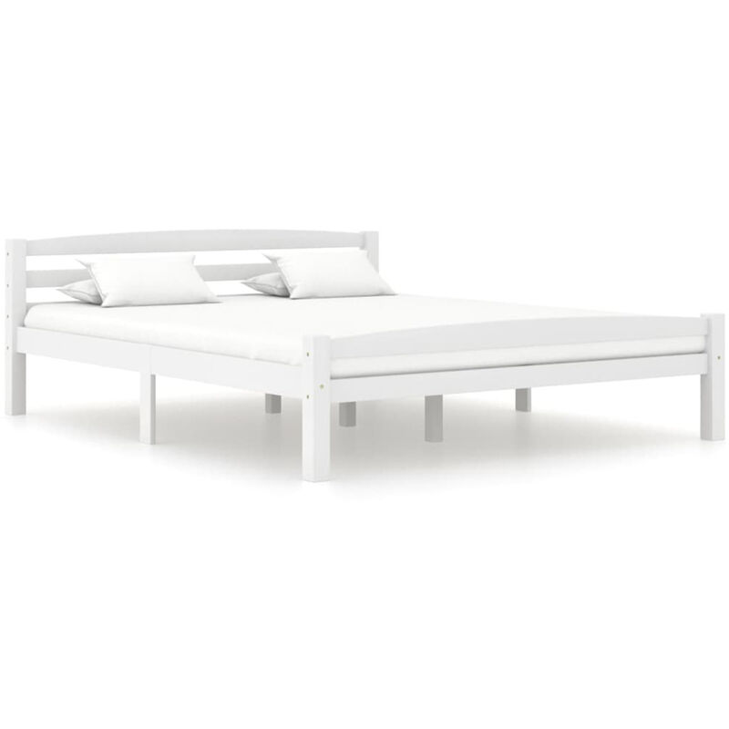 Cadre de lit Blanc Bois de pin massif 160x200 cm