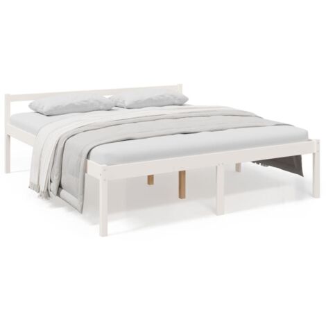 Cadre de lit Blanc Bois de pin massif 180x200 cm Super King SUHB-810630