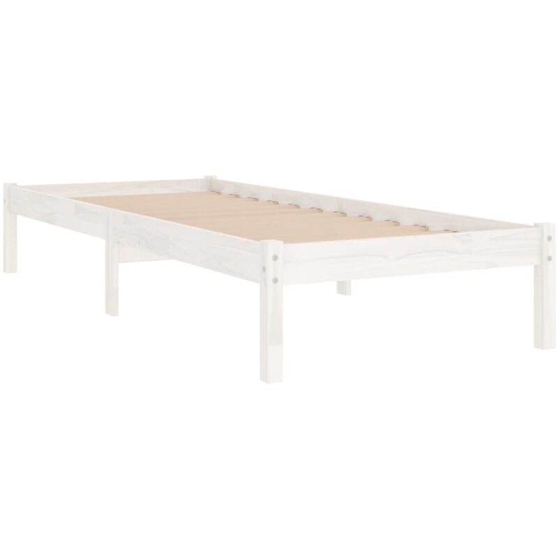 Cadre de lit Blanc Bois de pin massif 90x190 cm UK Simple