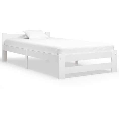 Cadre de lit Blanc Bois de pin massif 90x200 cm 13