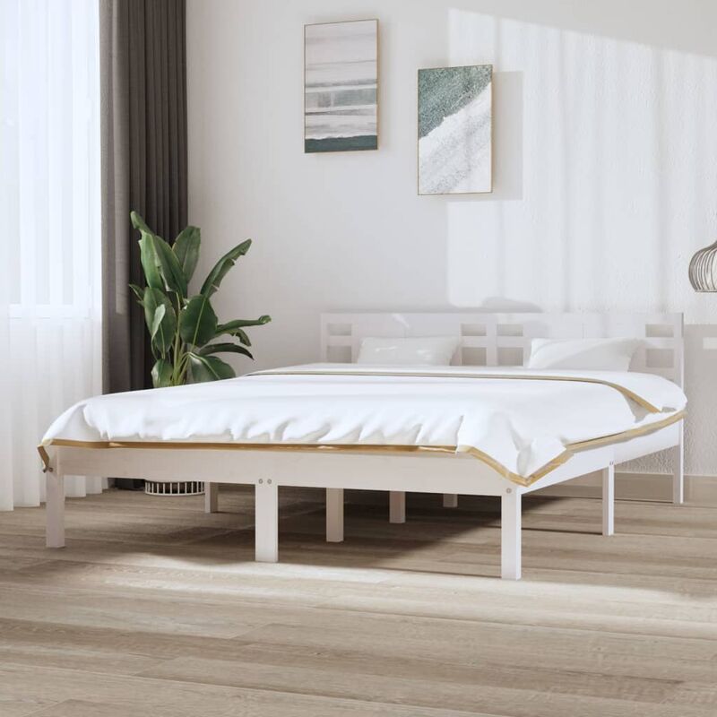lit en bois avec un design moderne disponible en différentes couleurs 150x200cm couleur : blanc