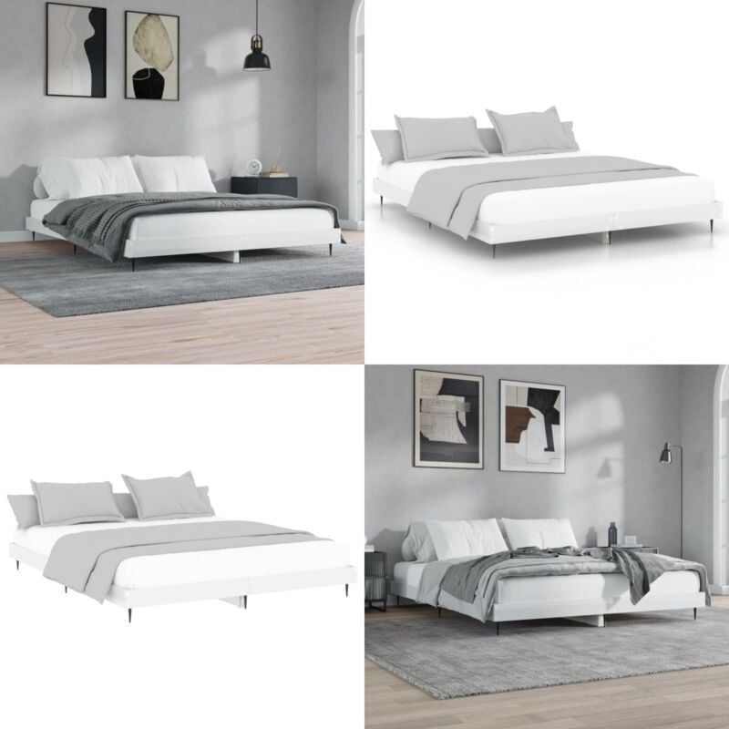 Cadre de lit sans matelas blanc brillant 160x200 cm - Cadre De Lit - Lit Double - Lit Blanc - Meuble Chambre - Literie - Home & Living