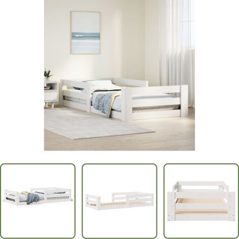 Cadre de lit blanc -  Cadre de lit sans matelas blanc 70x140 cm bois de pin massif