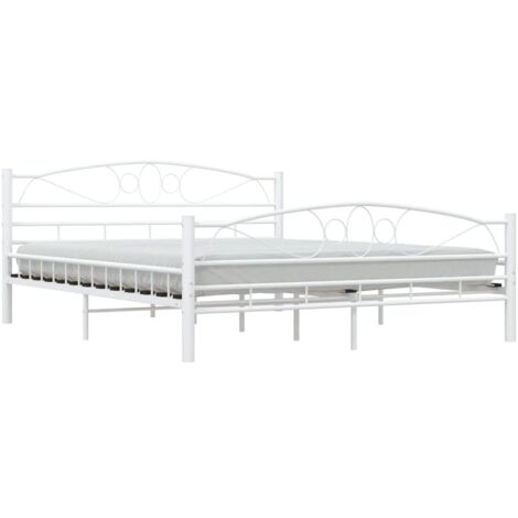 vidaXL Cadre de Lit Acier Sommier à Lattes Adulte Multi-taille Blanc/Noir