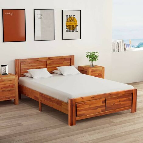 Bois d'Acacia Massif Cadre de Lit Adulte Maison Chambre Multi-taille vidaXL