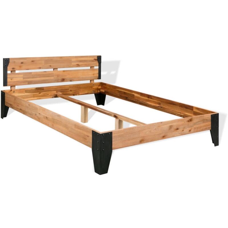 vidaXL Cadre de lit sans matelas bois d'acacia massif acier 152x203 cm