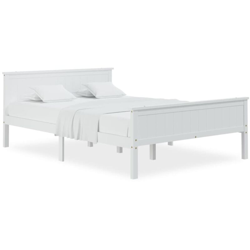 Cadre de lit Blanc Bois de pin massif 160x200 cm
