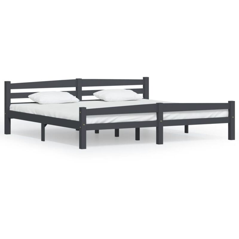 Cadre de lit Gris foncé Bois de pin massif 200x200 cm