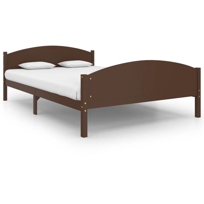 Cadre de lit Marron foncé Bois de pin massif 160x200 cm - Vidaxl