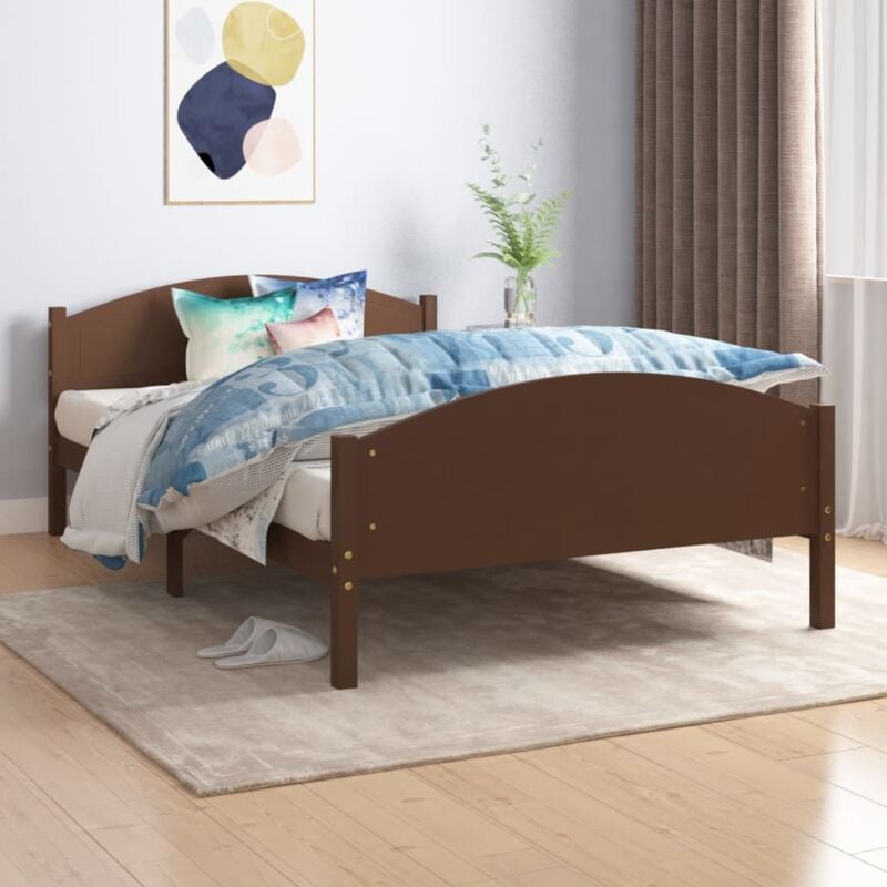 Cadre de lit sans matelas marron foncé pin massif 120x200 cm Vidaxl