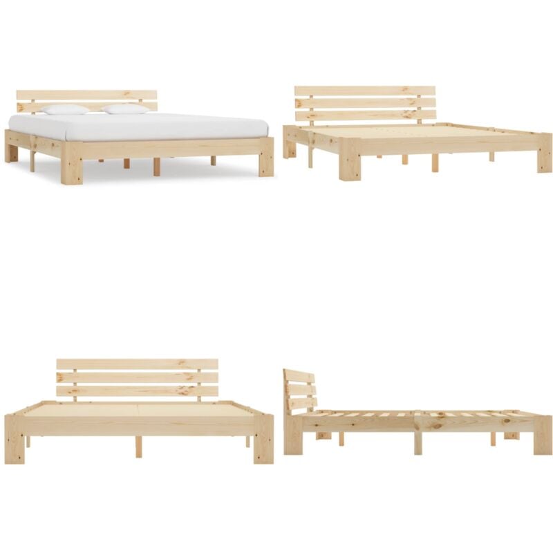Cadre de lit sans matelas 160x200 cm bois massif de pin - Cadre De Lit - Lit Double - Lit En Bois - Lit Design - Meuble Chambre - Home & Living