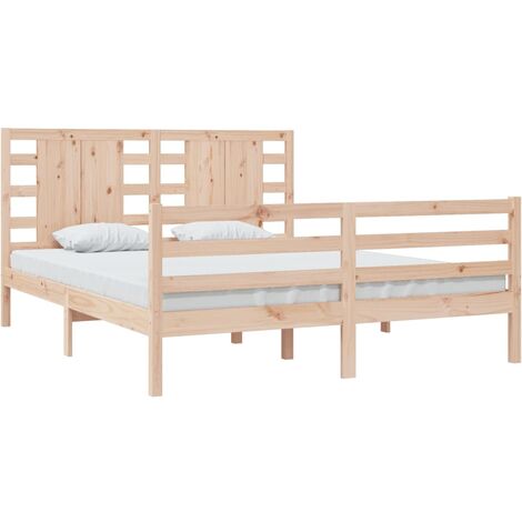 Cadre de Lit Bois Pin Massif Adulte Sommier Multicolore Multi-taille vidaXL
