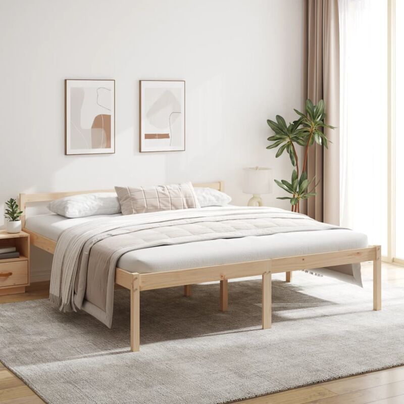FIMEI Cadre de lit Bois de pin massif 180x200 cm Super King