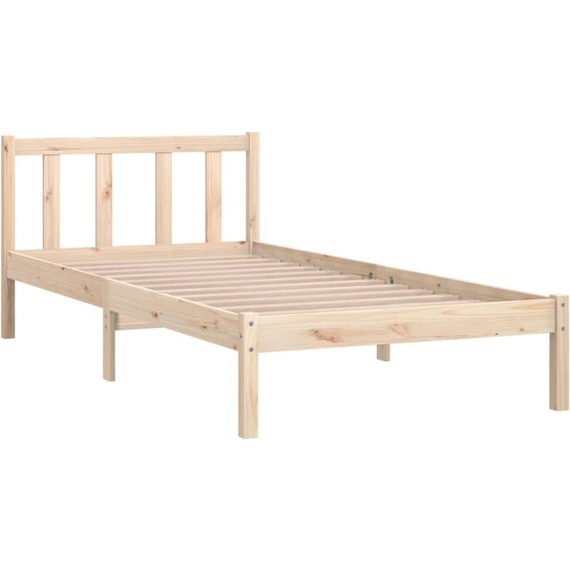 Cadre de lit Bois de pin massif 75x190 cm UK petit simple