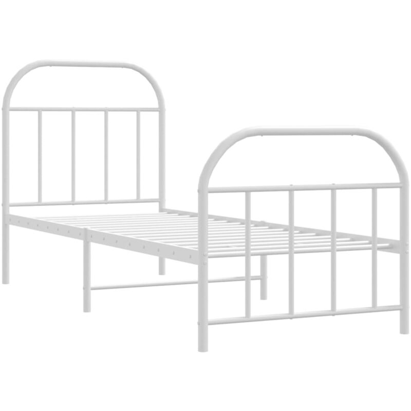 Jinlefu - Cadre de lit métal sans matelas avec pied de lit blanc 75x190cm vidaXL