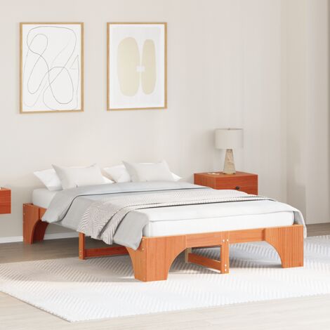 Cadre de lit Brun cire 140x190 cm Pin massif vidaXL