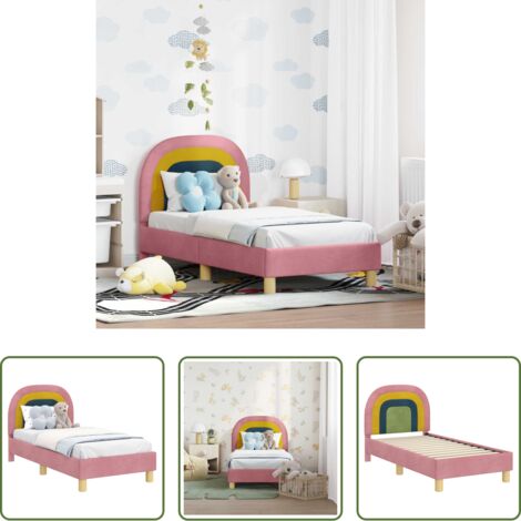 Cadre de lit -  Cadre de lit pour tout-petit avec tête de lit Rose 70 x 140 cm