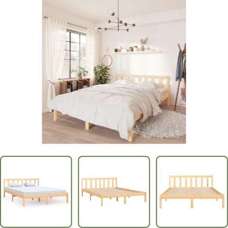 Cadre de lit -  Cadre de lit sans matelas bois massif 140x200 cm