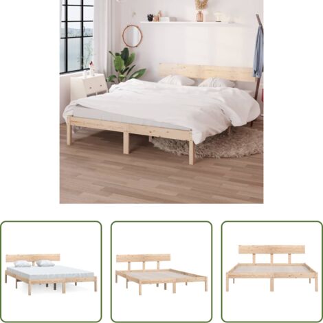 Cadre de lit -  Cadre de lit sans matelas bois massif 140x200 cm