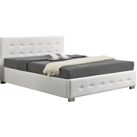 Cadre de lit capitonnée avec coffre de rangement intégré - NEWINGTON