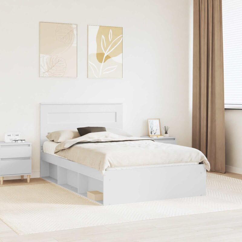 vidaXL Cadre de lit Blanc 120 x 200 cm Bois de pin massif