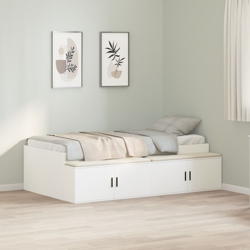 Cadre de lit de rangement blanc 75x190 cm Vidaxl