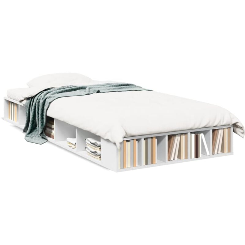 Cadre de lit blanc 75x190 cm bois d'ingénierie