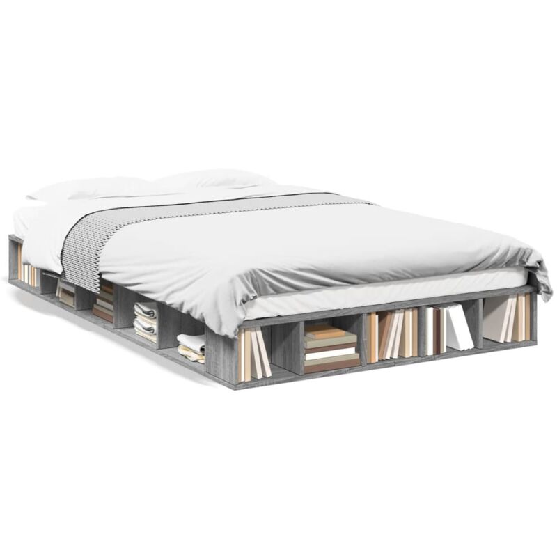 Vidaxl - Cadre de lit sonoma gris 135x190 cm bois d'ingénierie