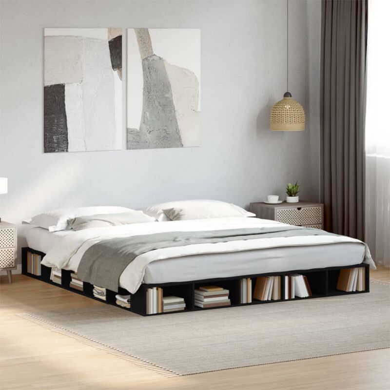 Cadre de lit sans matelas noir 200x200 cm Vidaxl